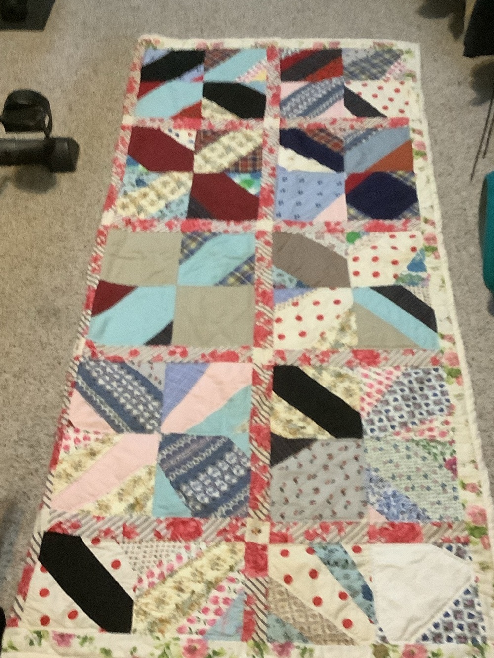 Vintage-Inspired Patchwork Quilt Runner in Multi-Color